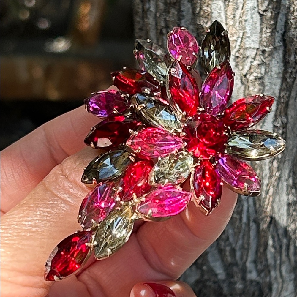 Mid-20th Century Multicolor Floral Brooch